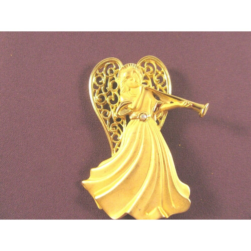 vintage JJ Jonette Jewelry Co Angel‎ brooch gold tone